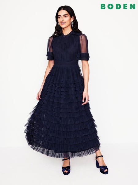 Boden Blue Tiered Ruffle Tulle Dress (AW6044) | € 233