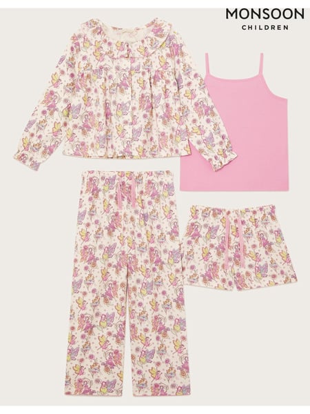 Monsoon Natural Fairy Print Flannel 100% Cotton Pyjamas Set 4 Pack (AW6493) | € 70 - € 76