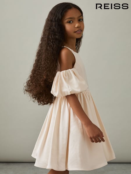 Reiss Ivory Christelle 9-13 yrs Sateen Puff-Sleeve Bridesmaid Dress (AW6606) | € 145