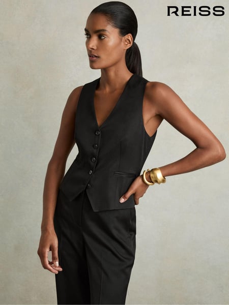 Reiss Black Millie Single-Breasted Tailored Waistcoat (AW6746) | € 246