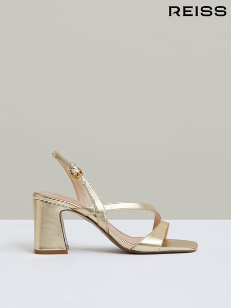 Reiss Gold Alice Strappy Leather Heeled Sandals (AW6789) | € 231