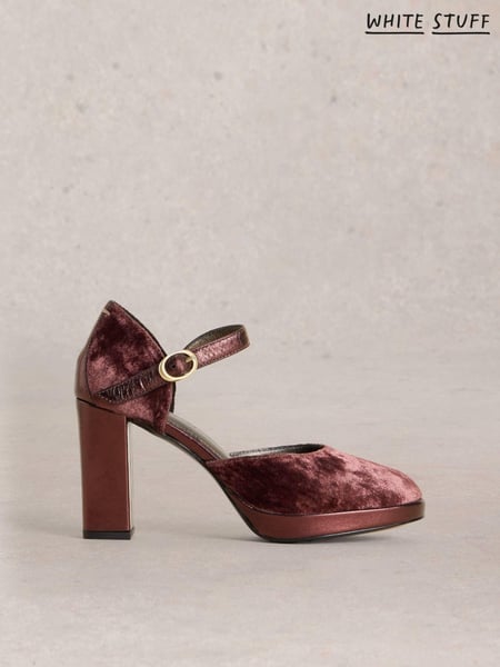 White Stuff Purple Priscilla Velvet Platform Shoes (AW6971) | € 84