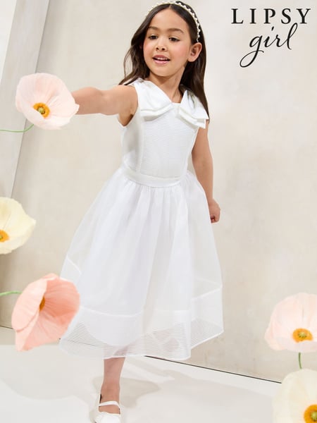 Lipsy Ivory Bow Shoulder Occasion Dress (5-16yrs) (AW7124) | € 92 - € 104