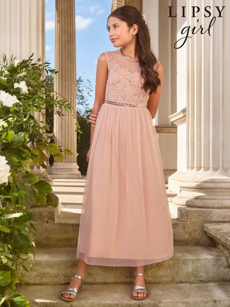 Lipsy Pink Embellished Ocassion Maxi Dress (5-16yrs) (AW7135) | € 92 - € 104