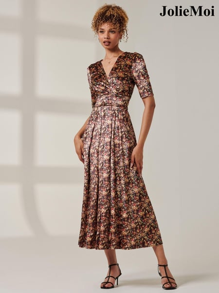 Jolie Moi Yellow Brianne Floral Velvet Maxi Dress (AW7429) | € 50