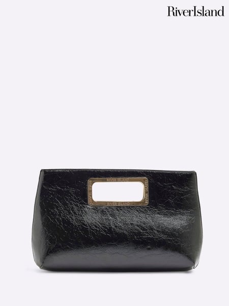 River Island Black Metal Handle Clutch Bag (AW7625) | € 39