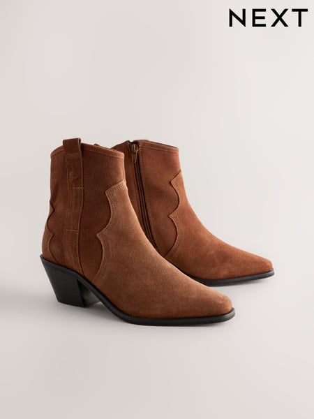 Hellbraun - Forever Comfort® Leather Ankle Cowboy Boots (AW8030) | 86 €