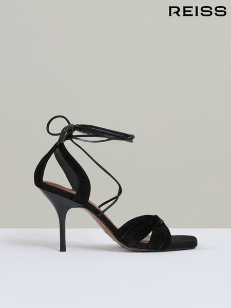 Reiss Black Alexis Suede Strappy Heeled Sandals (AW8237) | € 278