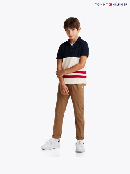 Tommy Hilfiger Red Regular Fit Colourblock Short Sleeves 100% Cotton Polo Shirt (AW8693) | € 62