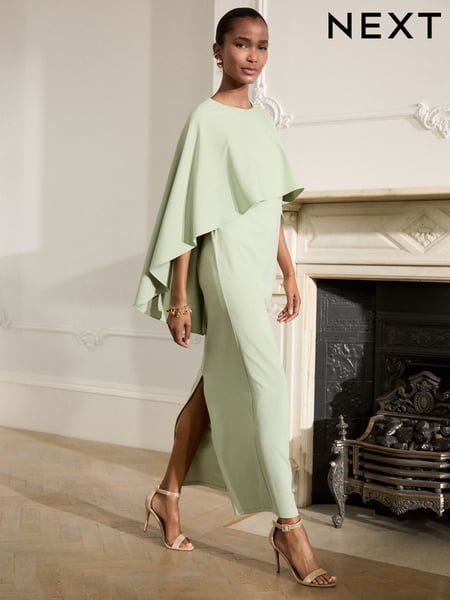 Sage Green Cape Maxi Dress (AW9251) | € 105