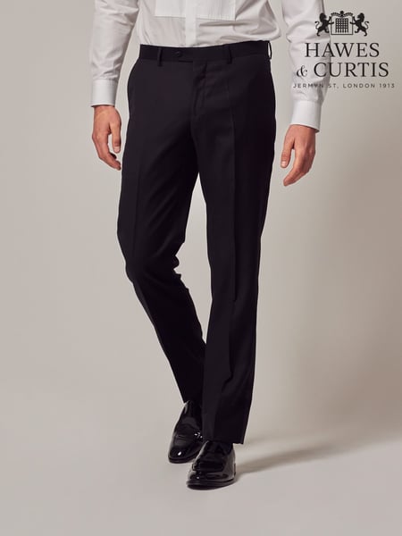 Hawes & Curtis Slim Dinner Black Suit Trousers With Belt Loops (AW9419) | € 187