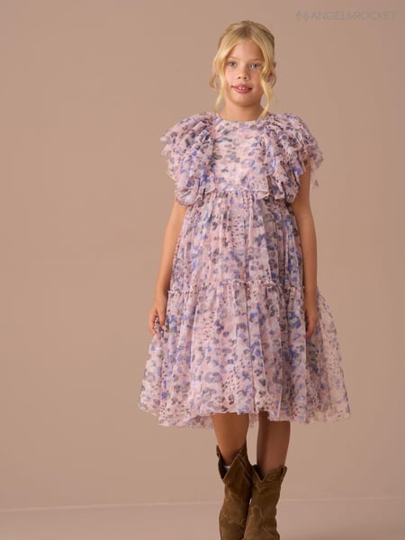 Angel & Rocket Pink Cara Bow Print Mesh Dress (AW9588) | € 56 - € 67
