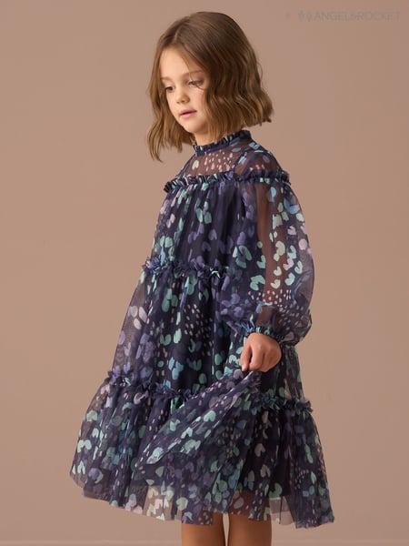 Angel & Rocket Navy Blue Eleanor Floral Print Mesh Dress (AW9589) | € 50 - € 61