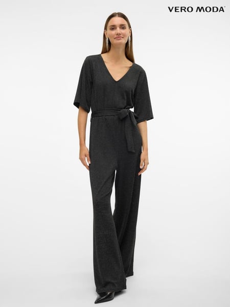 VERO MODA Black Short Sleeve Glitter Jumpsuit (AW9622) | € 26