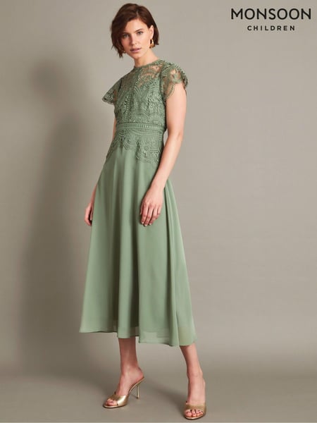 Monsoon Green Monica Lace Midi Dress (AW9969) | € 211