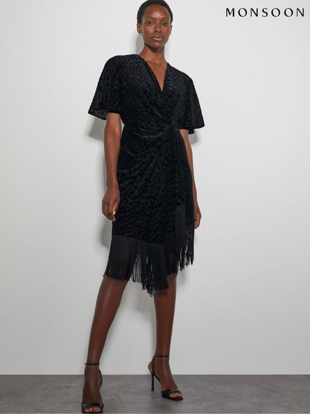Monsoon Black Dana Devore Leopard Print Wrap Dress (AW9982) | € 103