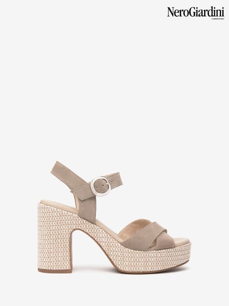 NeroGiardini Olive Green Suede Block Heel Platform Sandals (AY0512) | € 250