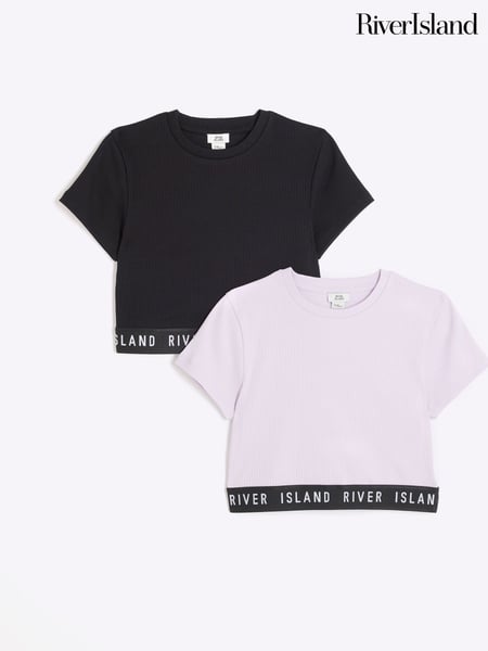 River Island Purple Girls Waist Band T-Shirts 2 Pack (AY1229) | € 22