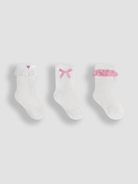 JoJo Maman Bébé Pink Frilly Socks 3 Pack (AY1338) | € 15