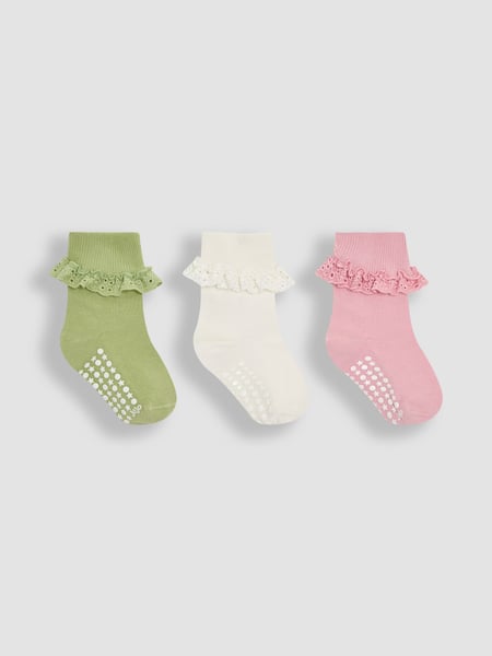 JoJo Maman Bébé Khaki Frilly Socks 3 Pack (AY1341) | € 15