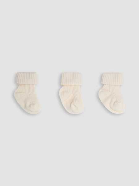 JoJo Maman Bébé Ecru Cream 3-Pack Ribbed Baby Socks (AY1343) | € 15