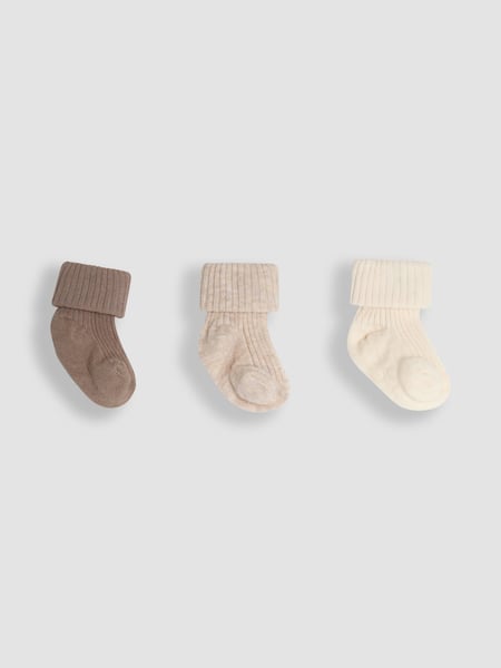 JoJo Maman Bébé Neutral 3-Pack Ribbed Baby Socks (AY1346) | € 15