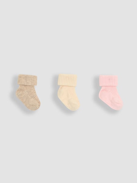 JoJo Maman Bébé Dusky Pink 3-Pack Ribbed Baby Socks (AY1357) | € 15