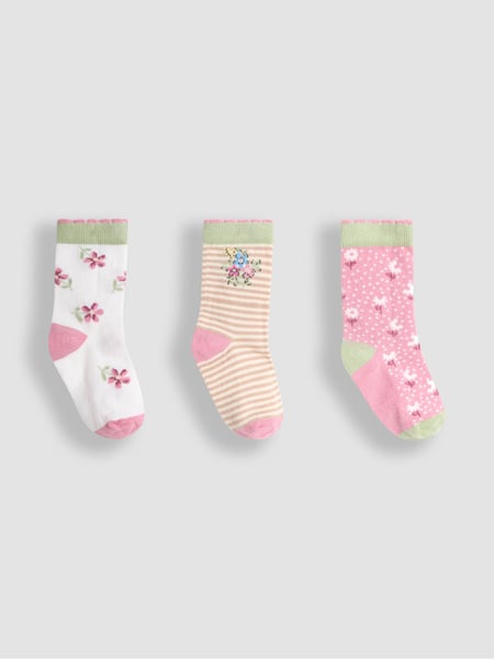 JoJo Maman Bébé Pale Pink Printed Socks 3 Pack (AY1358) | € 15