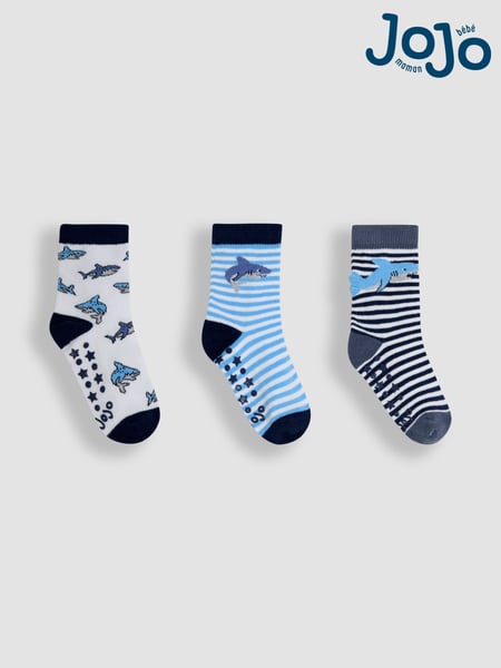 JoJo Maman Bébé Blue 3-Pack Printed Socks (AY1359) | € 15