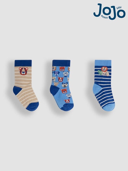JoJo Maman Bébé Blue 3-Pack Printed Socks (AY1376) | € 15