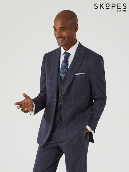 Skopes Blue Tailored Fit Thoresby Ultimate Comfort Check Suit Jacket (AY2340) | € 187