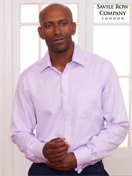 The Savile Row Company Classic Fit Herringbone Double Cuff Formal 100% Cotton Shirt (AY2515) | € 86