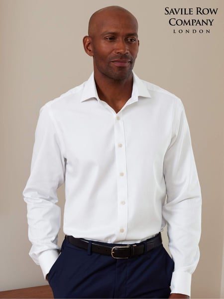 The Savile Row Company Slim Fit 100% Cotton Herringbone Formal Shirt (AY2520) | € 86