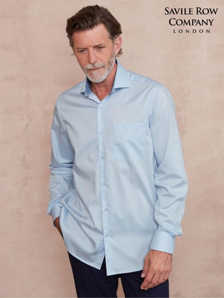The Savile Row Company Blue Twill 100% Cotton Classic Fit Smart-Casual Shirt (AY2521) | € 86