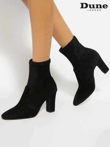 Dune London Black Wide Fit Optilly Block Heel Sock Boots (AY2596) | € 201