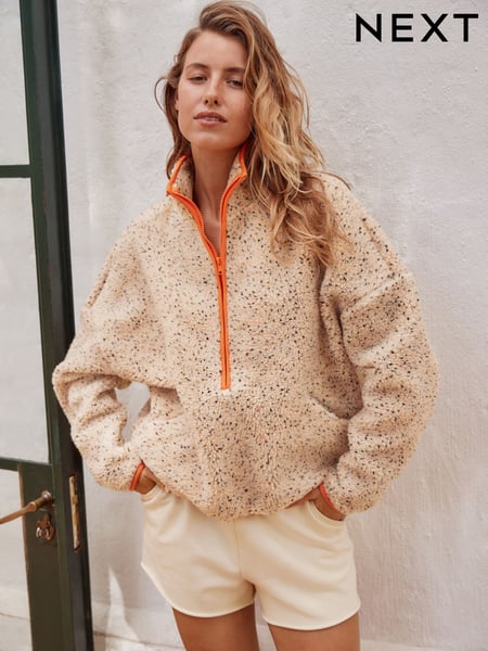 Orange Teddy Borg Quarterzip Fleece Sweatshirt (AY2780) | € 49