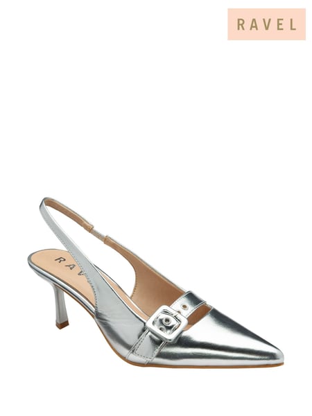 Ravel Silver Pointed-Toe Slingback Court Shoes (AY2873) | € 101