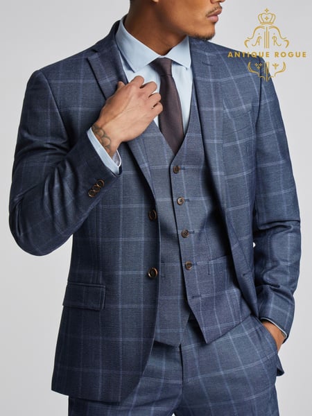 Antique Rogue Blue Windowpane Check Jacket (AY3370) | € 179