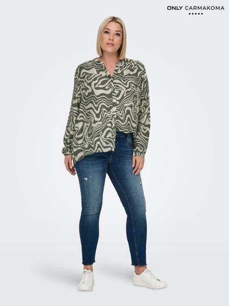 ONLY Curve Green Printed Button Through Blouse (AY3506) | € 20