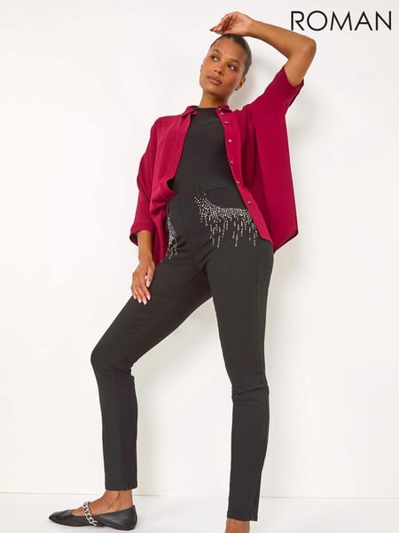 Roman Black Hotfix Pocket Trim Denim Leggings (AY3874) | € 55