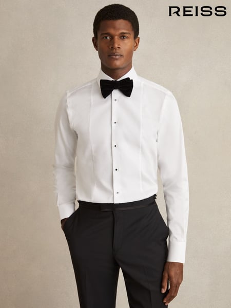 Reiss White Marcel Regular Fit Slim Fit Cotton Marcella Tuxedo Shirt (AY4041) | € 184