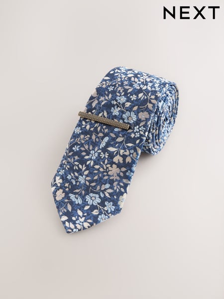 Navy Floral Print Tie (AY4252) | € 24