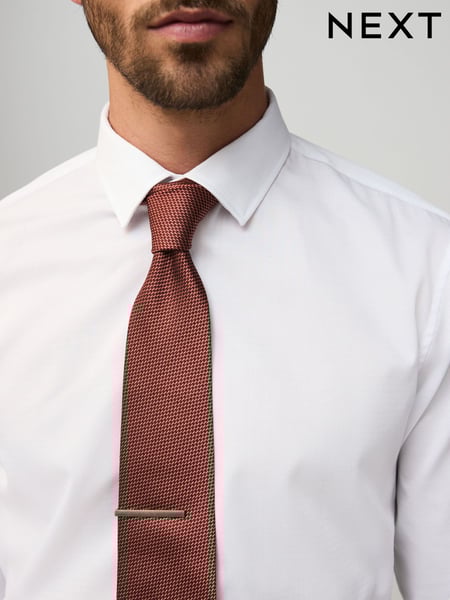 Orange Textured Tie with Tie Clip (AY4426) | € 21