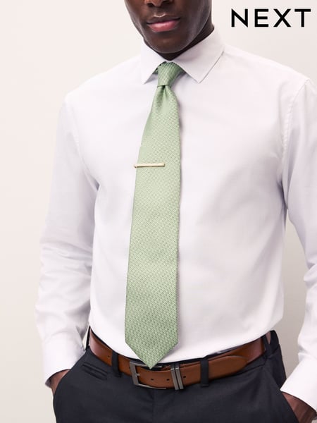 Sage Green Textured Tie with Tie Clip (AY4691) | € 21