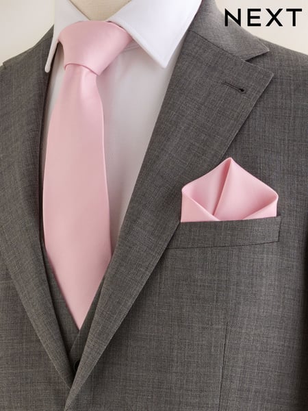Pale Pink Silk Tie And Pocket Square Set (AY4822) | € 42