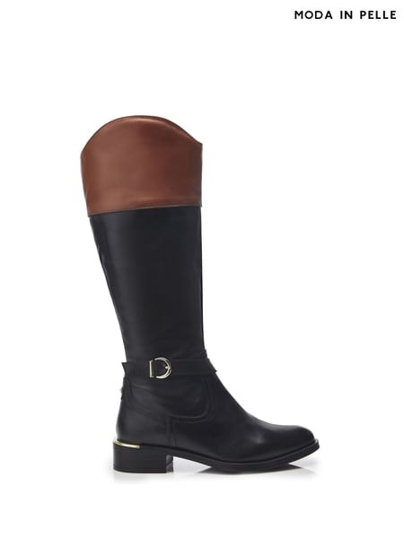 Moda in Pelle Sarlat Arch Top Line Long Leather Black Boots (AY4843) | € 248
