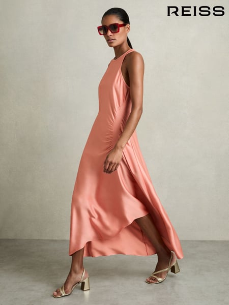 Reiss Coral Anessa Satin Shirred Midi Dress (AY4944) | € 265