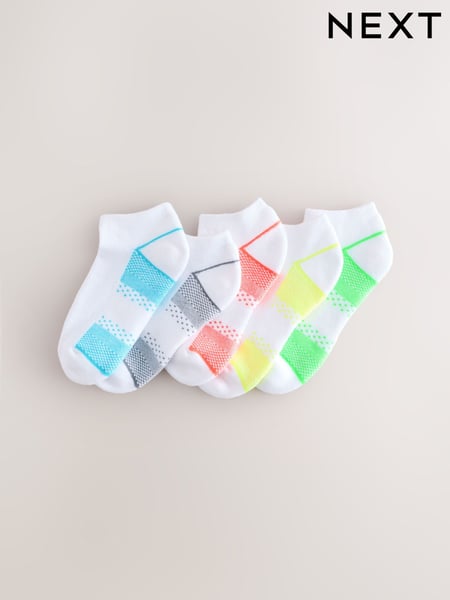 Bright Yellow/Green/Blue Cushioned Footbed Sports Trainers Socks 5 Pack (AY5014) | € 10 - € 13