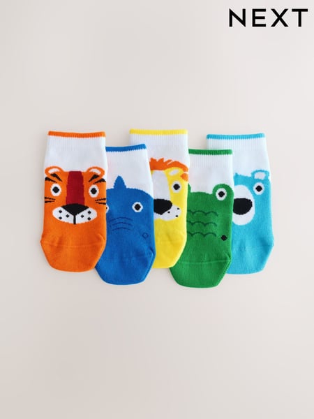 White Bright Animals Cotton Rich Trainer Socks 5 Pack (AY5019) | € 9 - € 10