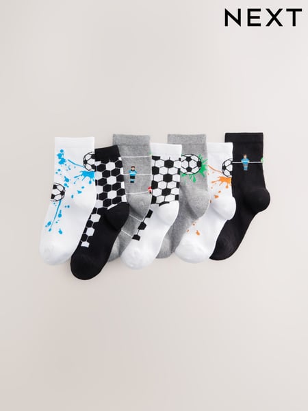 Black/Grey/White Football Cotton Rich Socks 7 Pack (AY5074) | € 14 - € 17